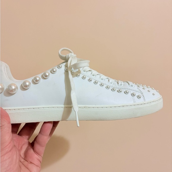 Stuart Weitzman Goldie Sneakers in White Action Leather - Picture 6 of 15